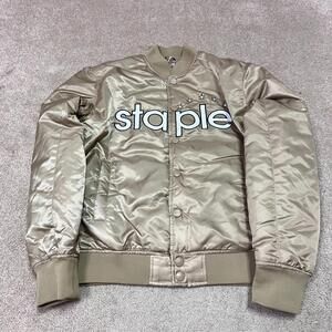 Staple Jeff Staple Bomber Jacket Khaki  Men's Snap Button Pockets S Mzedium NWT